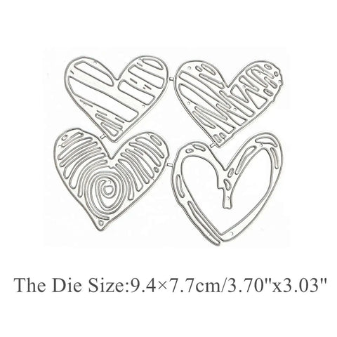 Heart Frame Metal Die Cuts Set Of 4 For Scrapbooking And Card Making 9.4x7.7 cm Silver Carbon Steel Love Heart Design