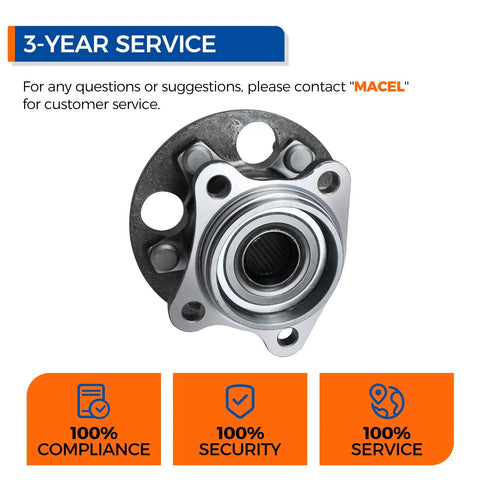Front view of Rear Wheel Bearing And Hub Assembly 512284 Non ABS 5 Lug Rear Hub For Toyota Highlander 2004 To 2013 Venza 2009 To 2016 RX330 RX350 And Lexus SUVs 2004 To 2008