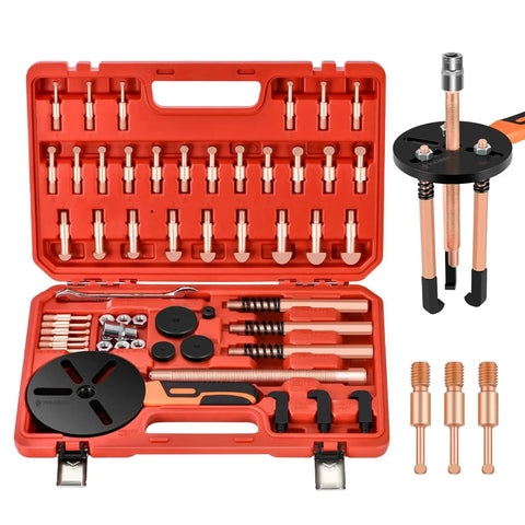 33-In-1 Bearing Puller Kit Upgraded Heavy-Duty Wheel Bearing Removal Tool And Blind Hole Puller Set in portable orange case
