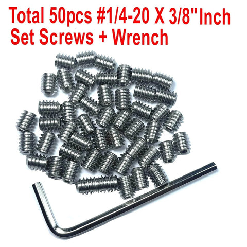 Fifty Piece Set Screws One Quarter Twenty Threads By Three Eighths Inch 304 Stainless Steel Allen Head Hex Socket Set Screws With One Eighth Inch Allen Wrench