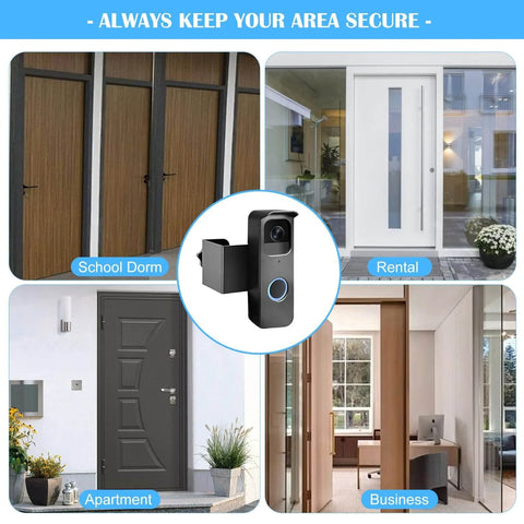 Anti Theft Mounting Bracket For Video Doorbell No Drill Install on doors of apartments, rentals, businesses, and school dorms
