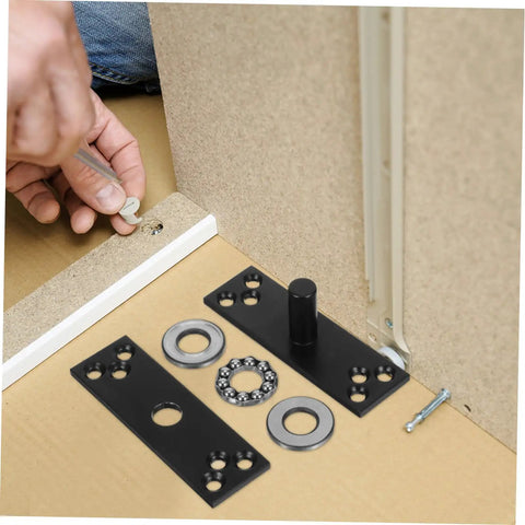 360 Degree Hidden Door Hinge Rotating Stainless Steel Pivot Hinge for Concealed Doors installation example, black parts