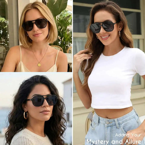 Aviator Sunglasses For Women And Men Polarized Black UV Protection Dope Unisex Shades With Oversized Retro Vintage Style