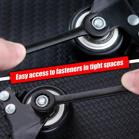 Mini SAE Ten Piece Wrench Set With Open End And Box End Wrenches tightening fastener in tight space