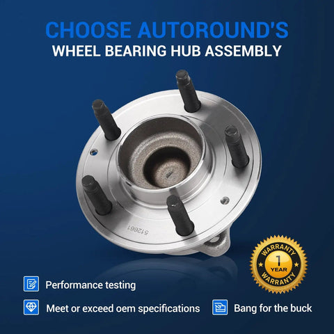 Front view of Wheel Bearing Hub Assembly 512661 5 Lug With ABS For Chevy Malibu 2016-2022, featuring 146mm flange.