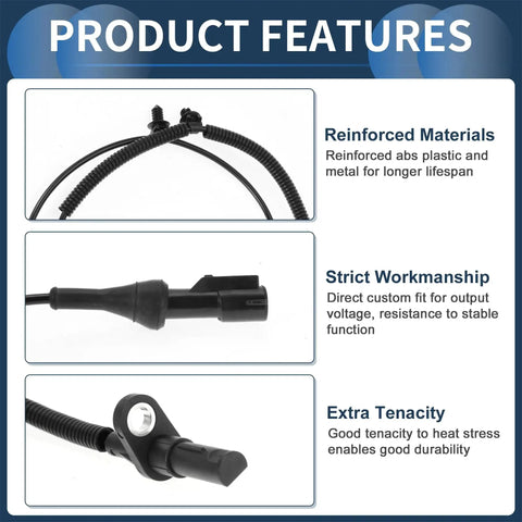 INFINAUTO ABS wheel speed sensor kit: black front left/right sensors with harness, connector, and mounting sensor