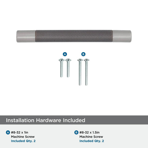 Esquire Satin Nickel And Oil Rubbed Bronze Cabinet Pull 128 mm with installation screws for furniture