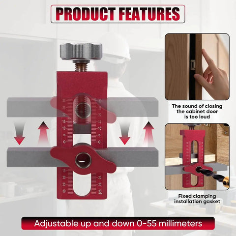 2 In 1 Cabinet Door Mounting Jig With Quick Edge Positioner, Adjustable Install Positioner And Dual 0 To 30 Scale for cabinet doors