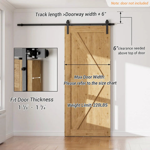 Heavy Duty Barn Door Hardware Kit 4 Foot Sliding Track For 24 Inch Wide Door Panels With Sturdy Steel And Nylon Rollers installed