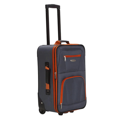 Expandable Softside Upright Luggage Set In Charcoal, 20 Inch Upright, Inline Skate Wheels, Telescoping Handle, Heavy Duty EVA Construction