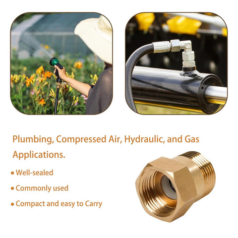 Brass 3/4 in check valve with female to male threads for backflow prevention; irrigation use.