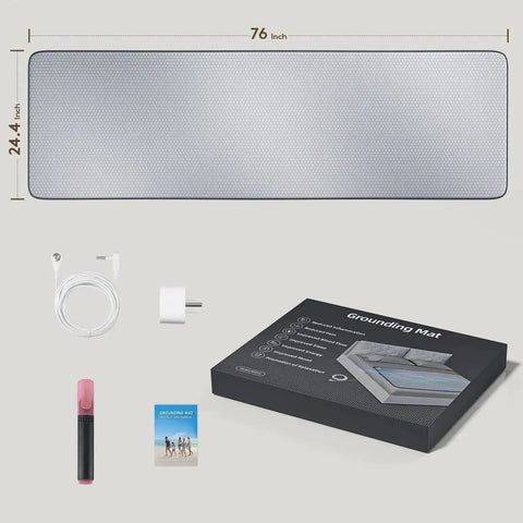 Graphene Grounding Mat For King Bed with accessories, conductive sleep pad for deep sleep, stress relief, indoor earth therapy kit.