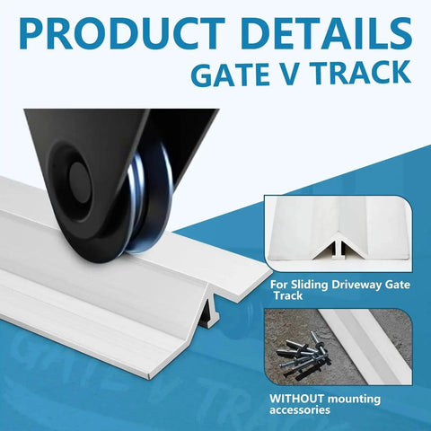 Aluminum Gate V Track Kit, 30Ft Total, 5 Pieces Of 6Ft Sections For Sliding Driveway Gates, Modular Length