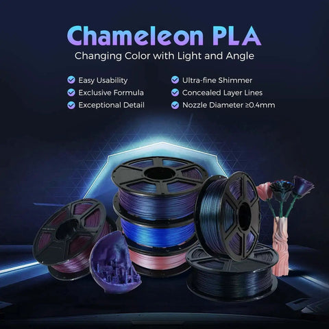 Burnt Titanium Color Changing 1.75mm PLA Filament 1kg 2.2lb For 3D Printing Chameleon Vibe That Shifts With Light And Angles Conceals Layer Lines Delivers Sleek Showy Prints Every Time
