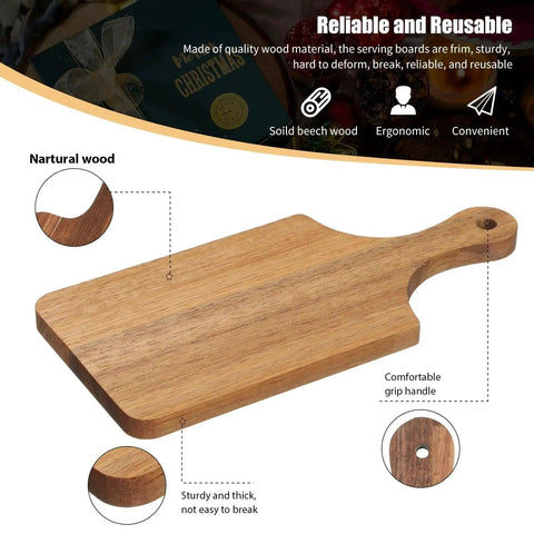 Six Piece Thick Acacia Wood Cutting Board Set For Chopping And Serving Charcuterie Laser Engraving Friendly Bulk Wood Boards With Handle Holes Perfect Gift For Mothers Day Weddings Housewarmings By Lounsweer showing a board with ergonomic handle and sturdy structure.