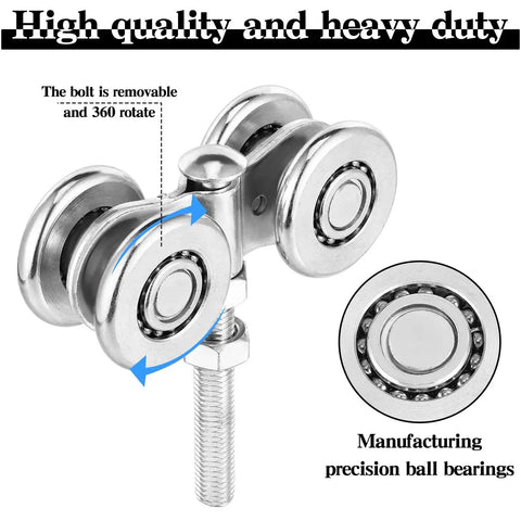 High-quality four-wheel trolley for heavy barn doors with precision ball bearings