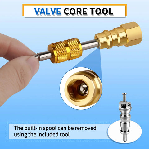 Boltigen piercing valve for refrigerator, brass construction with knurled grip, R12 to R134a adapter