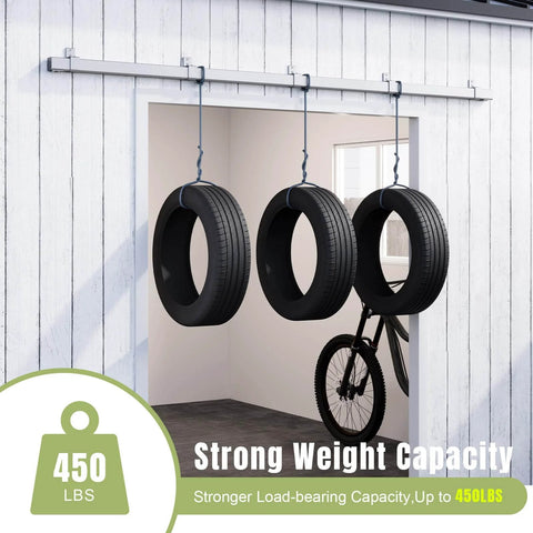 Exterior Sliding Barn Door Hardware Kit 10 Ft Box Rail Track With 450 Lb Capacity Weather Resistant Steel Wall Mount System