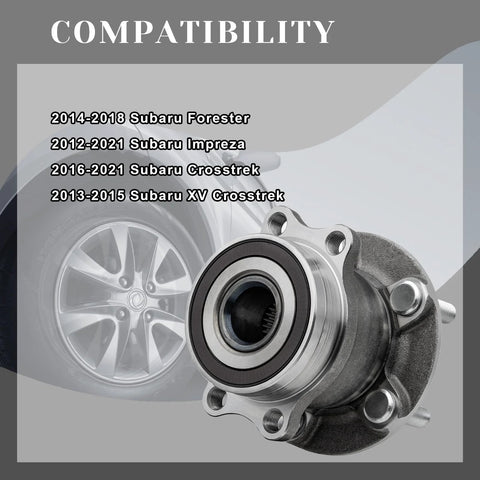 Beefed-Up Rear Wheel Hub Assembly For Subaru AWD Cars - 5 Lug - Replaces 512518 with compatibility details.