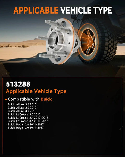 2Pcs 513288 Front Or Rear Wheel Bearing Hub Assembly Fit For Chevy Impala 2014 2017 2020 Five Lug