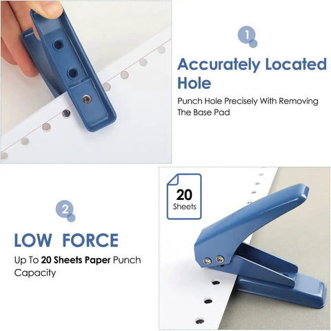 Handy One Quarter Inch Hole Punch For Paper And Craft Projects 20 Sheet Capacity Slim Handheld Punch With Non Slip Base Ideal For Cardstock Chipboard And Craft Papers Blue