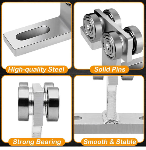 4 Wheel Trolley Assembly For 1-5/8 Inch Unistrut Channel Galvanized Steel Silent Operation key features close-up