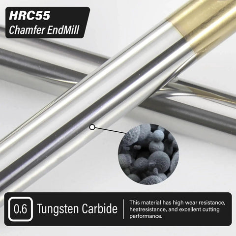 Carbide Chamfer End Mill 60 Degree One Quarter Inch Shank V Groove CNC Carving Bits Four Flutes ZrN Coated Milling Cutter