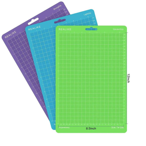 8.5x12 Inch Cutting Mats Set For Cricut Joy Xtra, 3-Pack With LightGrip StandardGrip StrongGrip shown in overlapping view