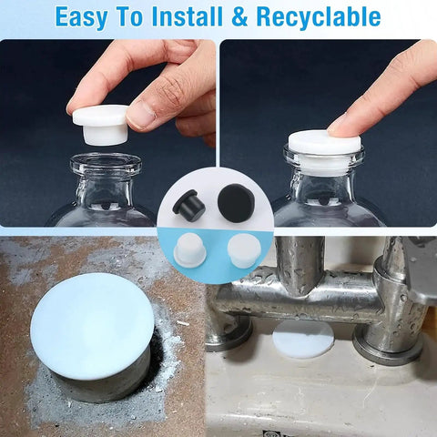 Set Of 6 White Silicone Rubber Plugs For 30 To 31 Mm Round Holes Waterproof Soft Flexible T Type Seal Plugs For Tubes And Pipes Snap On End Caps End Covers Stoppers 37x10x31.3 Mm Each shown in use sealing jars and pipe openings