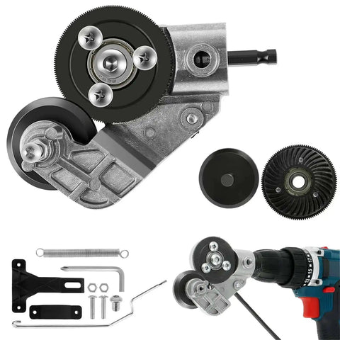 Pro Grade Drill Plate Cutter Attachment For Metal Sheets, 2025 Upgraded Nibbler Style Cutter with drill and accessories