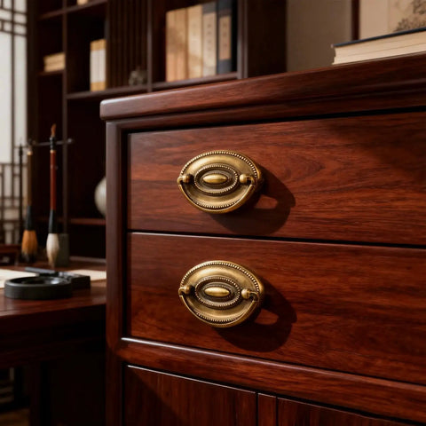 Antique Oval Ring Pull Cabinet Handles 4 Pack Vintage Drawer Pulls Zinc Alloy 80x57mm with 2.52 Inch center hole on wood dresser
