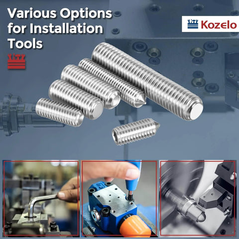 DIY Ready Cup Point Hex Socket Set Screws M3 0.5x30mm 304 Stainless Steel Headless Allen Grub Screws with Hex Key Wrench displayed with tools