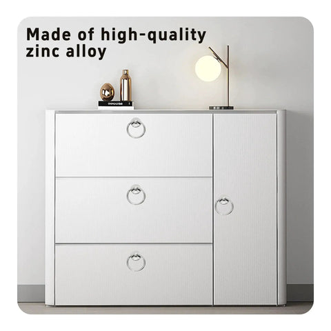 Cabinet with 8Pcs Modern Drop Ring Drawer Pull Handles Zinc Alloy 54mm Total Length Silver Tone