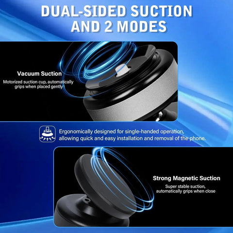 Black 360° rotatable car magnetic phone holder with vacuum suction cup