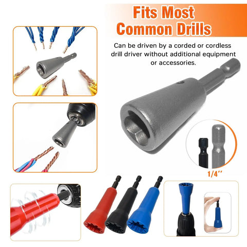 Heavy Duty Pro Grade Wire Nut Twister Kit for Drills, Fast Wire Twister Tool for Spin Twist Wire Connectors, gray and colorful design