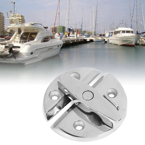Round turn-button twist latch, stainless steel with mirror finish, for boat hatches and enclosures
