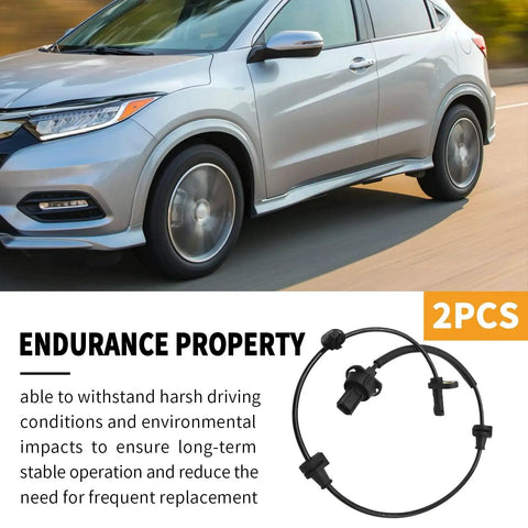 Side view of two black ABS wheel speed sensors for Honda HR-V 2016-2020 front driver and passenger sides.