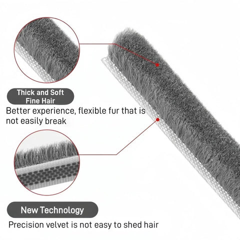 Close-up of Weather Stripping Door Seal for Exterior Doors and Windows, 33 Ft Self Adhesive Winter Insulation Strip, 0.35 Inch Wide, Gray