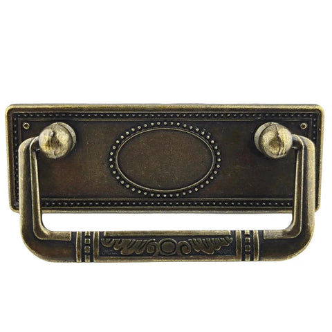 Antique Bronze Bail Drawer Pulls 2.5 Inches Center Spacing 64 Mm Vintage Drop Swing Cabinet Knob Hardware Zinc Alloy Front View