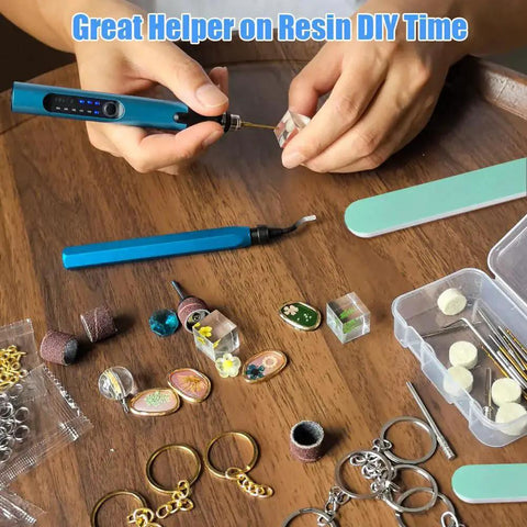 Resin Polishing Tools Kit Pro Grade Electric Drill Kit With 3 Speed Rotary Pen Bits Deburring Tool For Keychain Making