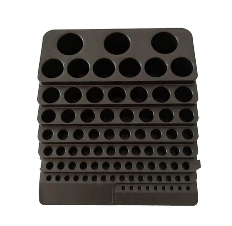 All In One CNC Tool Storage Case For Milling Cutters Reamers And Drill Bits Organizer With Screwdriver Bits And Tap Holder, top view