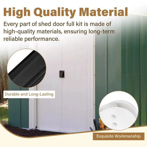 Door Tune Up Kit For Arrow Shed Sliding Doors DK100 A Replacement Parts With 2 Handles shown on a shed door.