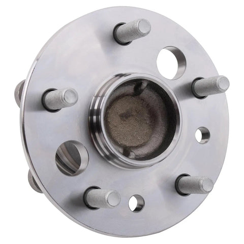 Rear Driver Side Wheel Bearing And Hub Assembly Fits Lexus ES300 ES330 ES350 And Toyota Avalon Camry Solara And Highlander FWD Models From 2002 To 2012 For A DIY Friendly Replacement shown in stainless steel