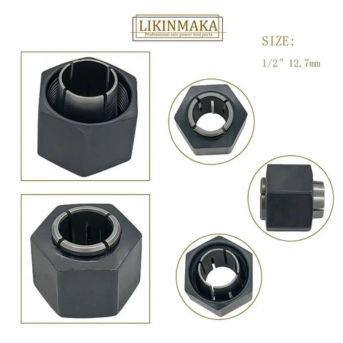 Half Inch And Quarter Inch Router Collet Chuck And Nut Replacement Kit With 12.7mm Collets Quick Fit for 618 Series Bosch Skil