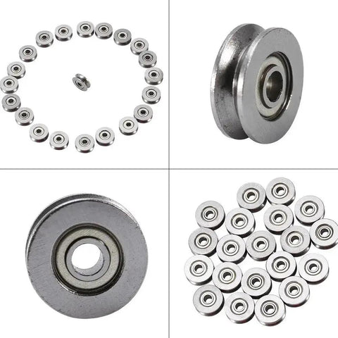 V Groove Ball Bearing 3x12x4mm Carbon Steel Double Shielded Linear Motion Bearing 20 Pieces set layout