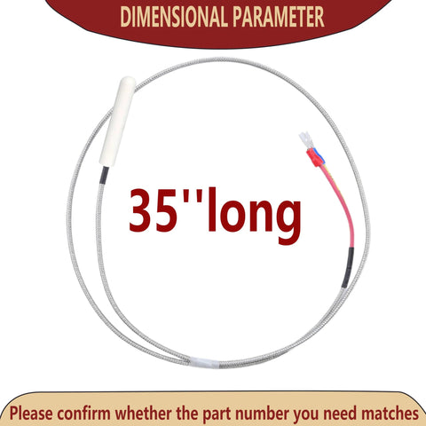 Replacement stove thermocouple kit, 35-inch braided cable with ceramic tip for Quadra-Fire pellet stoves