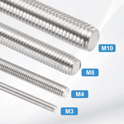 Heavy Duty Fully Threaded M4x100mm Stainless Steel Rods Set For Structural Fastening And Mounting With Nuts And Washers, 304 Grade