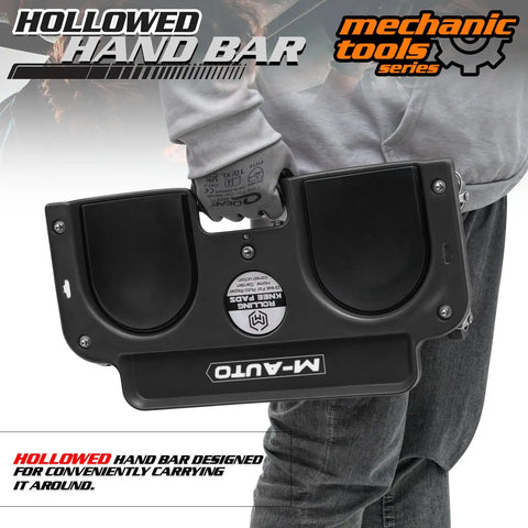 Person holding Rolling Knee Creeper With 360 Degree Swivel Castors And Built In Tool Tray For Home Garage Workshop And Auto Repair