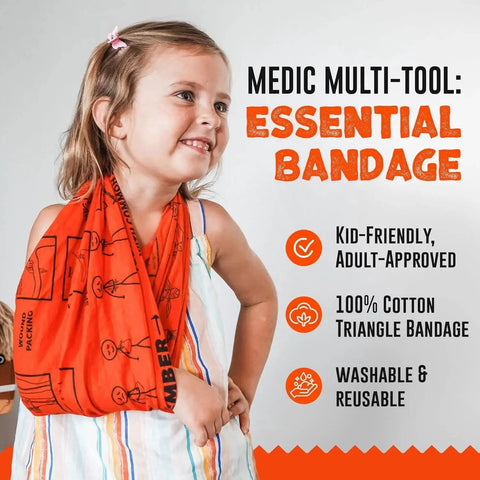 Child wearing Versatile Triangular First Aid Bandage For Splints And Sprains 36.6 X 36.6 X 53.9 Inch Cotton Triangle for arm sling