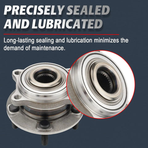 Front Wheel Bearing And Hub Assembly Drop-In Replacement For 2011-2015 Kia Sorento, 2007-2014 Hyundai Santa Fe, sealed hub close-up